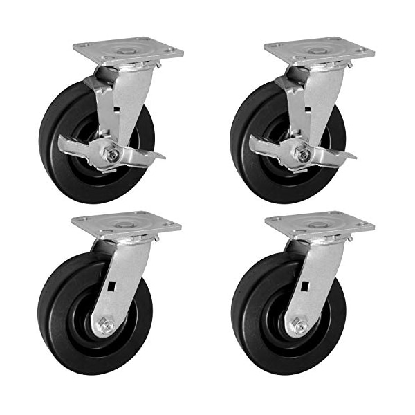 4"x2"Swivel CASTERS, 2 W/ Brakes And 2 SWIVELS, PHENO, PK4